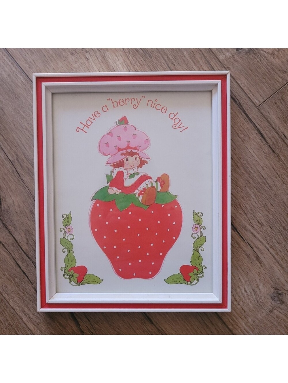 Vintage Strawberry Shortcake Have a Berry Nice Day Framed Wall Art